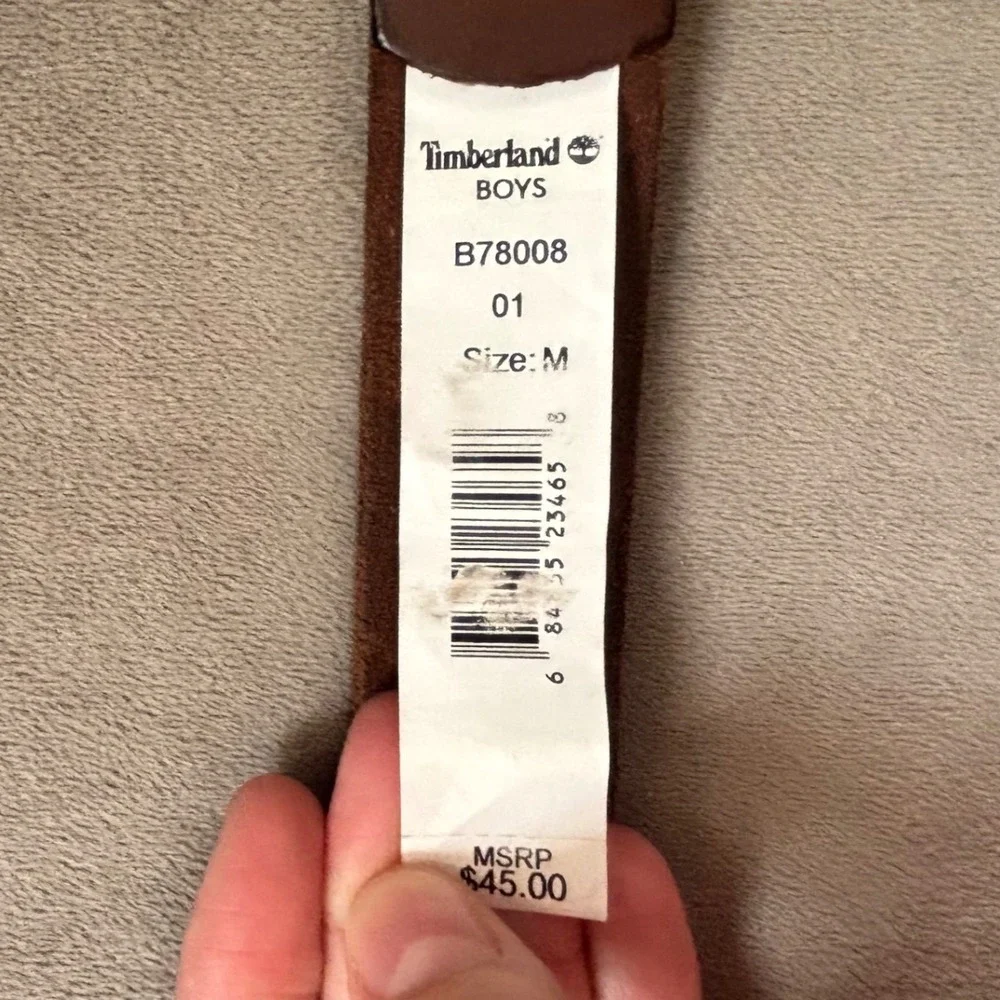 Timberland Boys Brown Genuine Leather Belt Size M 26-28 B78008 NEW NWT
